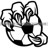 Soccer Football Sport Mascot Claw Holding Ball Vector Design Element Game Goal Field Ball Competition Play Team Kick Equipment Player Tournament Athlete Athletic Clipart SVG