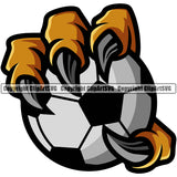 Soccer Football Mascot Color Claw Holding Ball Vector Design Element Sport Game Goal Field Ball Competition Play Team Kick Equipment Player Tournament Athlete Athletic Clipart SVG