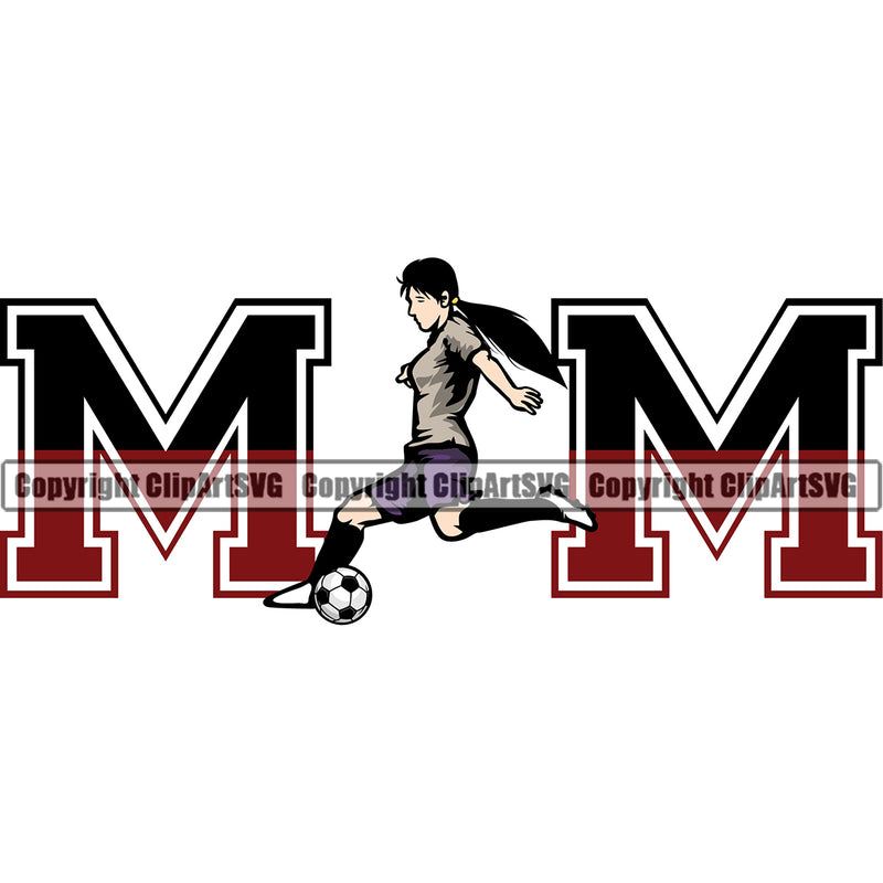 Mom Color Quote Soccer Football Vector Design Element Sport Game Goal Field Ball Competition Play Team Kick Equipment Player Tournament Athlete Athletic Clipart SVG