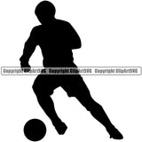 Soccer Football Men's Player Silhouette Vector Design Element Sport Game Goal Field Ball Competition Play Team Kick Equipment Player Tournament Athlete Athletic Clipart SVG