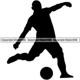 Soccer Football Men's Player Silhouette White Background Vector Design Element Sport Game Goal Field Ball Competition Play Team Kick Equipment Player Tournament Athlete Athletic Clipart SVG