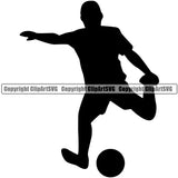 Soccer Football Silhouette Player Vector Design Element White Background Sport Game Goal Field Ball Competition Play Team Kick Equipment Player Tournament Athlete Athletic Clipart SVG