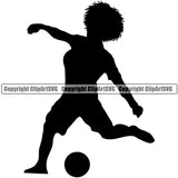 Soccer Football Silhouette Women's Vector Design Element Sport Game Goal Field Ball Competition Play Team Kick Equipment Player Tournament Athlete Athletic Clipart SVG