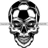 Soccer Skull Skeleton Head Football Vector Design Element White Background Sport Game Goal Field Ball Competition Play Team Kick Equipment Player Tournament Athlete Athletic Clipart SVG