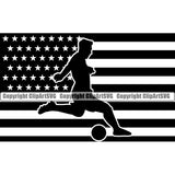 Soccer Football Silhouette Kick Football USA Flag United State Vector Design Element Sport Game Goal Field Ball Competition Play Team Kick Equipment Player Tournament Athlete Athletic Clipart SVG