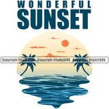 Wonderful Sunset Color Quote Surfing Beach Summer Surf Ocean Logo Tropical Wave Design Element Vacation Surfer Hawaii Nature Sun Sunset Travel Sea Surfboard Palm Paradise Island Clipart SVG