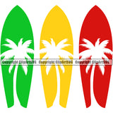 Sports Surfing Color Boat Beach Summer Surf Ocean Vector Tropical Wave Vacation Design Element White Background Travel Sea Surfboard Palm Paradise Island Surfer Hawaii Nature Sun Sunset Clipart SVG