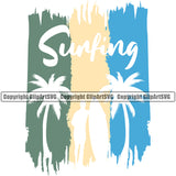 Sports Surfing Boat Color Design Element Beach Summer Surf Ocean Tropical Wave White Background Vacation Travel Sea Surfboard Palm Paradise Island Surfer Hawaii Nature Sun Sunset Clipart SVG