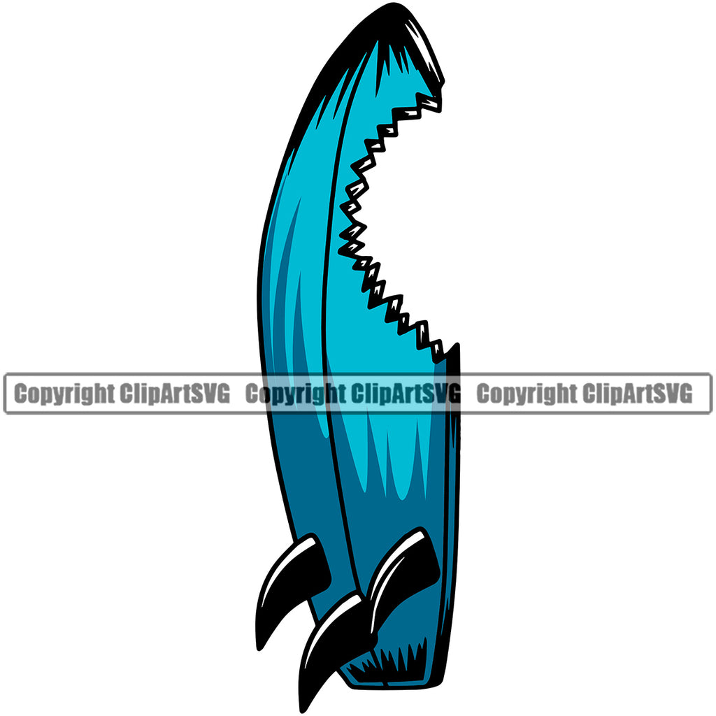 Surfing Boat Shark Mascot Vector Beach Summer Surf Ocean Color Design Element Tropical Wave Vacation Travel Sea Surfboard Palm Paradise White Background Island Surfer Hawaii Nature Sun Sunset Clipart SVG