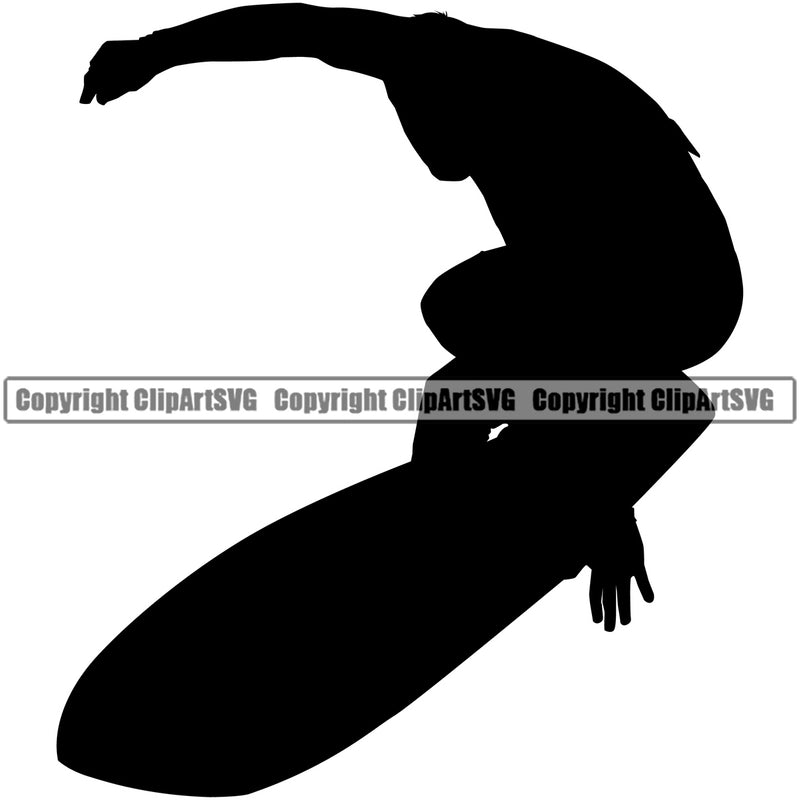 Surfing Men Silhouette Beach Summer Surf Ocean Logo Tropical Wave Design Element Vacation Travel Sea Surfboard Palm Paradise Island Surfer Hawaii Nature Sun Sunset Clipart SVG