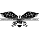 Motorcycle Bike Biker Cycle Chopper Motorbike Ride Rider Racer Rider Born To Be Free Eagle Black And White Color Design Element Transportation Vehicle Art Design Logo Clipart SVG