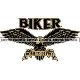 Motorcycle Bike Biker Cycle Chopper Motorbike Ride Rider Biker Born To Be Free Color Eagle Falco Bike Quote Text Design Element Racer Rider Transportation Vehicle Art Design Logo Clipart SVG