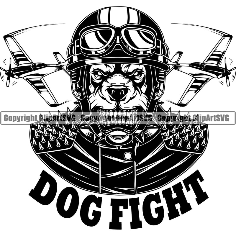 Military Army Gun Weapon Rights 2nd Amendment USA America Transportation Airplane Pit Bull Pilot Dog Fight Growling Design Element American Art Design Logo Clipart SVG