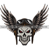 Military Army Gun Weapon Rights 2nd Amendment USA Transportation Airplane Skull Red Eyes With Wings Color Design Element America American Art Design Logo Clipart SVG