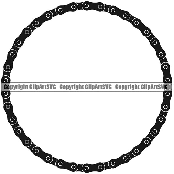 Bicycle Chain Link Outline Border Background Black Color Circle Design Element Riding Rider Ride Racing Racer Race Design Logo Clipart SVG