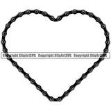 Bicycle Chain Link Outline Border Background Black Color Highlight Heart Design Element Riding Rider Ride Racing Racer Race Design Logo Clipart SVG