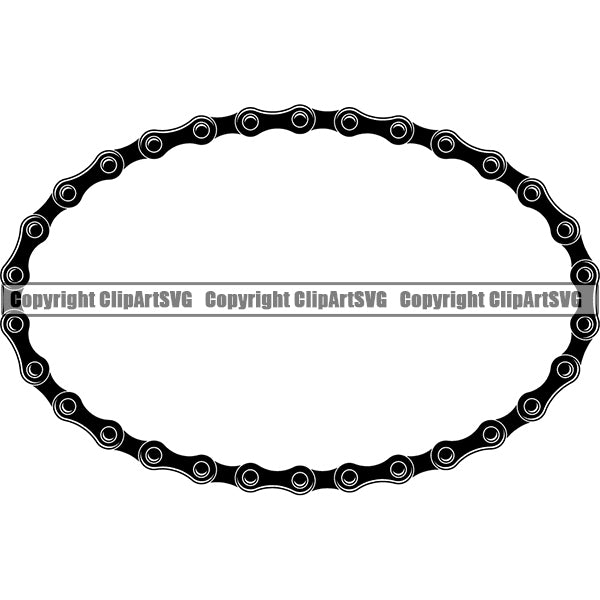Bicycle Chain Link Outline Border White Background Black Chain Highlight Oval Design Element Riding Rider Ride Racing Racer Race Design Logo Clipart SVG