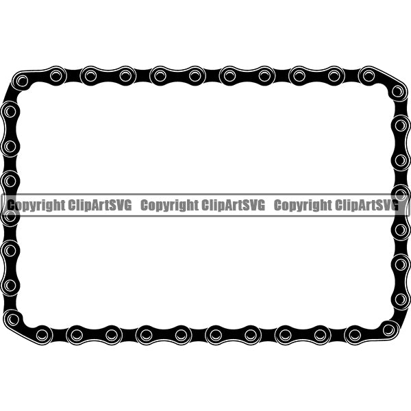 Bicycle Chain Link Outline Border White Background Black Chain Highlight Rectangle Design Element Riding Rider Ride Racing Racer Race Design Logo Clipart SVG