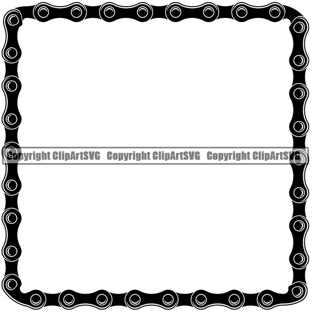 Bicycle Chain Link Outline Border White Background Black Chain Highlight Square Design Element Riding Rider Ride Racing Racer Race Design Logo Clipart SVG