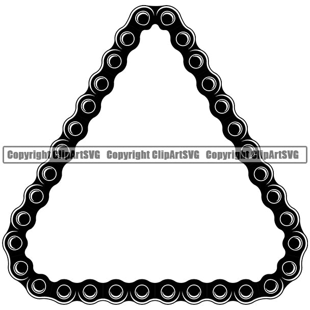 Bicycle Chain Link Outline Border White Background Black Color Chain Highlight Triangle Design Element Riding Rider Ride Racing Racer Race Design Logo Clipart SVG