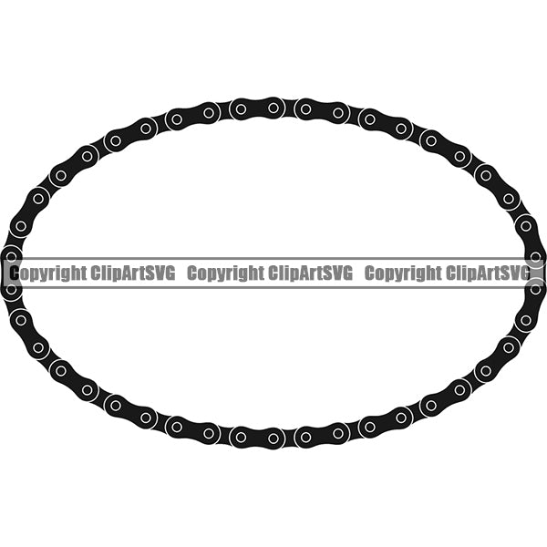 Bicycle Chain Link Outline Border White Background Black Color Chain Oval Design Element Riding Rider Ride Racing Racer Race Design Logo Clipart SVG