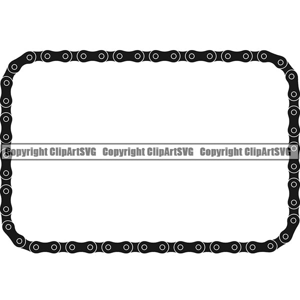 Bicycle Chain Link Outline Border White Background Black Color Chain Rectangle Design Element Riding Rider Ride Racing Racer Race Design Logo Clipart SVG