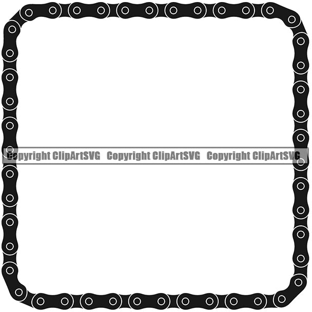 Bicycle Chain Link Outline Border White Background Black Color Chain Square Design Element Riding Rider Ride Racing Racer Race Design Logo Clipart SVG