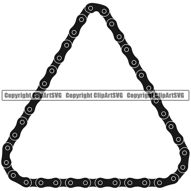 Bicycle Chain Link Outline Border White Background Black Color Chain Triangle Design Element Riding Rider Ride Racing Racer Race Design Logo Clipart SVG