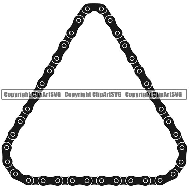 Bicycle Chain Link Outline Border White Background Black Color Chain Triangle Design Element Riding Rider Ride Racing Racer Race Design Logo Clipart SVG