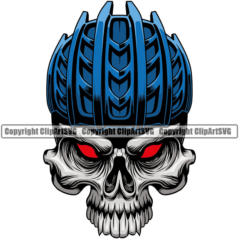 Bicycle Riding Rider Ride Racing Racer Skull Skeleton Color Head With Red Eye Design Element Race BMX Motocross Motorcross Exercise Fitness Sport Design Logo Clipart SVG