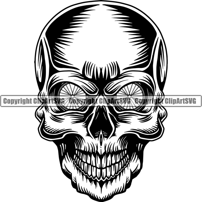 Bicycle Riding Rider Ride Racing Racer Skull Skeleton Black Color Head Design Element White Background Race BMX Motocross Motorcross Exercise Fitness Sport Design Logo Clipart SVG