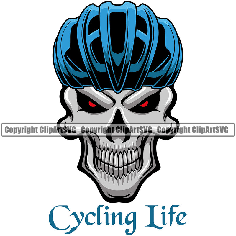 Bicycle Riding Rider Ride Racing Racer Race Skull Skeleton Color Head Cycling Life Quote Text Design Element BMX Motocross Motorcross Exercise Fitness Sport Design Logo Clipart SVG