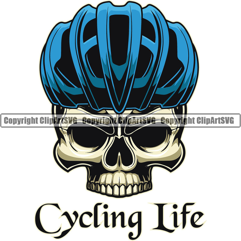 Bicycle Riding Rider Ride Racing Racer Race Skull Skeleton With Color Helmet Cycling Life Quote Text Design Element BMX Motocross Motorcross Exercise Fitness Sport Design Logo Clipart SVG