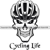 Bicycle Riding Rider Ride Racing Racer Race BMX Motocross Skull Skeleton White Color Design Element With Helmet Motorcross Exercise Fitness Sport Design Logo Clipart SVG