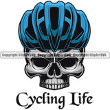 Bicycle Riding Rider Ride Racing Racer Race Skull Skeleton Color Helmet With Cycling Life Quote Text Design Element BMX Motocross Motorcross Exercise Fitness Sport Design Logo Clipart SVG