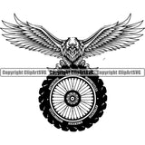 Motorcycle Bike Biker Cycle Chopper Motorbike Ride Rider Bike Tire Eagle Falco Design Element Racer Rider Transportation Vehicle Art Design Logo Clipart SVG