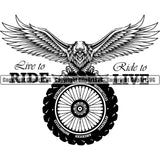 Motorcycle Bike Biker Cycle Chopper Motorbike Ride Rider Racer Rider Eagle Ride Live Tire Black Color Design Element Transportation Vehicle Art Design Logo Clipart SVG