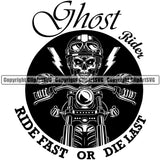 Motorcycle Bike Biker Cycle Chopper Motorbike Ride Rider Racer Rider Ghost Rider Ride Fast Or Die Last Black Color Design Element Transportation Vehicle Art Design Logo Clipart SVG