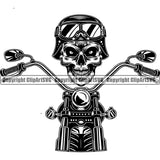 Motorcycle Bike Biker Cycle Chopper Motorbike Skull Skeleton Design Element Ride Rider Racer Rider Transportation Vehicle Art Design Logo Clipart SVG