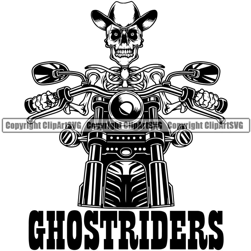 Motorcycle Bike Biker Cycle Chopper Skull Skeleton Ghost Riders Quote Text Design Element Motorbike Ride Rider Racer Rider Transportation Vehicle Art Design Logo Clipart SVG