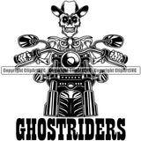 Motorcycle Bike Biker Cycle Chopper Skull Skeleton Ghost Riders Quote Text Design Element Motorbike Ride Rider Racer Rider Transportation Vehicle Art Design Logo Clipart SVG