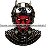Motorcycle Bike Biker Cycle Chopper Motorbike Devil Skull Color Red Wearing Cloth Helmet Design Element Ride Rider Racer Rider Transportation Vehicle Art Design Logo Clipart SVG