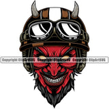 Motorcycle Bike Biker Cycle Chopper Motorbike Red Color Devil Face Smile Design Element Ride Rider Racer Rider Transportation Vehicle Art Design Logo Clipart SVG