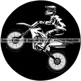 Motorcycle Dirt Bike Motocross Automotive Transportation Race Racing Racer Rider Ride Riding Motorcycle Dirt Bike Motorcross Checkered Flag Circle Black Design Element Garment Art Design Logo Clipart SVG