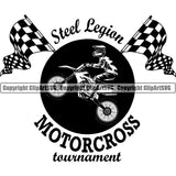 Motorcycle Dirt Bike Motocross Automotive Transportation Motorcycle Dirtbike Steel Legion Motocross Tournament Quote Text Design Element Camouflage Garment Art Design Logo Clipart SVG