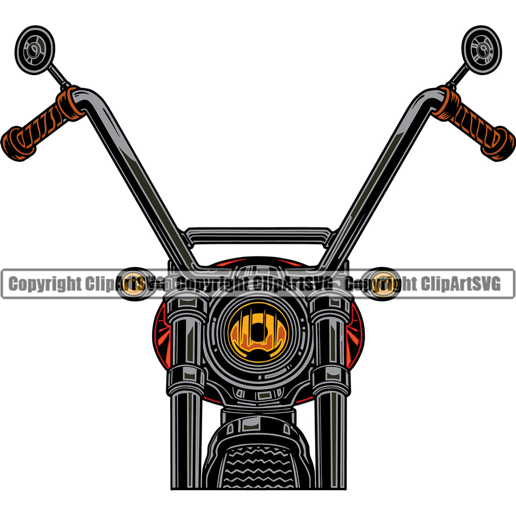 Motorcycle Bike Biker Cycle Chopper Motorbike Long Handle Bars Design Element Ride Rider Racer Rider Transportation Vehicle Art Design Logo Clipart SVG