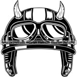 Motorcycle Bike Biker Cycle Chopper Motorbike Devil Helmet With Horns And Sunglasses Design Element Ride Rider Racer Rider Transportation Vehicle Art Design Logo Clipart SVG