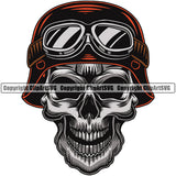 Motorcycle Bike Biker Cycle Chopper Motorbike Skull Head Wearing Helmet Color Design Element Ride Rider Racer Rider Transportation Vehicle Art Design Logo Clipart SVG