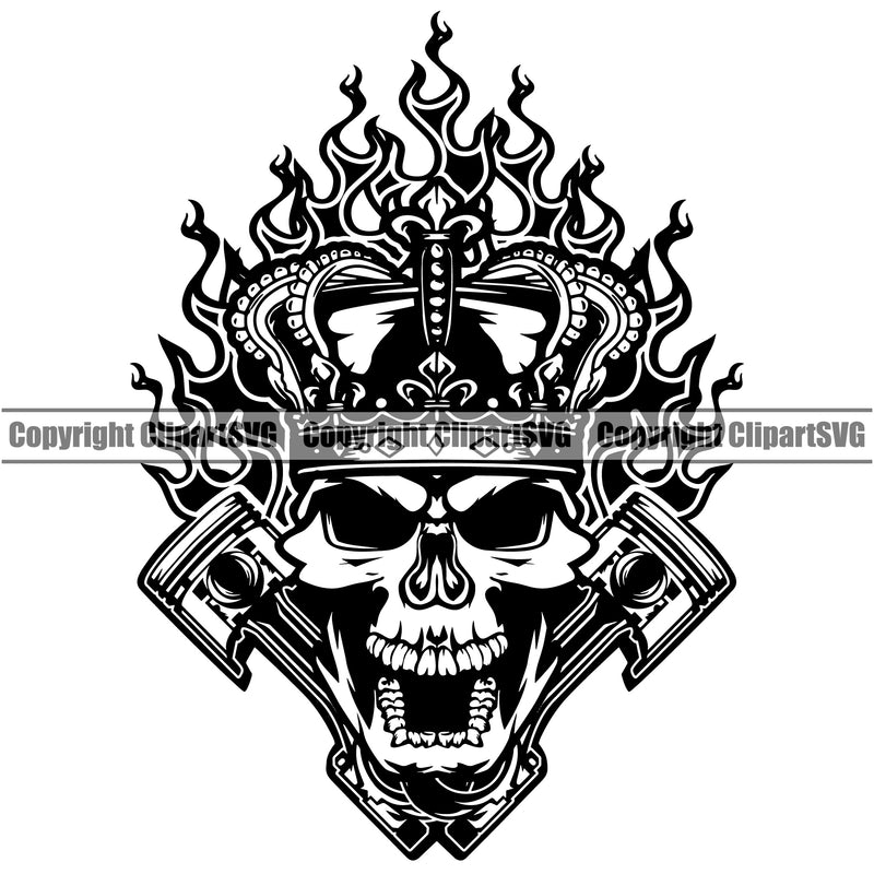 Motorcycle Bike Biker Cycle Chopper Motorbike Ride Rider Racer Skull Skeleton King Design Element Rider Transportation Vehicle Art Design Logo Clipart SVG