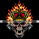 Motorcycle Bike Biker Cycle Chopper Motorbike Ride Rider Racer King Skull Skeleton Fire Color Design Element Black Background Rider Transportation Vehicle Art Design Logo Clipart SVG